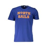 North Sails Bl bomull T-shirt med signaturtryck Blue, Herr