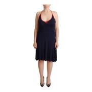 Roccobarocco Marinblå Halter Midi Klänning Blue, Dam