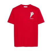 Casablanca Röd Logo Print Crewneck T-shirts Red, Herr