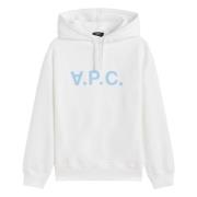 A.p.c. Velvet Logo Oversize Hoodie White, Dam