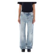 Saint Laurent Ljusblå Wide-Leg Denim Jeans Blue, Dam