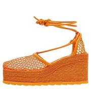 Bottega Veneta Vintage Pre-owned Laeder espadriller Orange, Dam