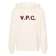 A.p.c. Unisex Logo Flocked Hoodie Beige, Herr