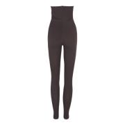 Cortana Högmidjade stretch cupro leggings Black, Dam