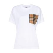 Burberry Vita T-shirts och Polos med Signatur Check White, Dam