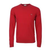 Lacoste Röd Crewneck Tröja 100% Bomull Red, Herr