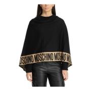 Moschino Enfärgad Logo Poncho Black, Dam