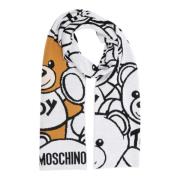 Moschino Abstrakt Multifärgad Teddybjörn Ullsjal White, Dam