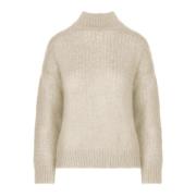 BomBoogie Mohair Blandad Stickad Tröja Beige, Dam