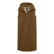 BomBoogie Sherpa Fleece Huva Väst Brown, Dam