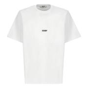 Msgm Vit Bomull T-shirt med Tryck White, Herr