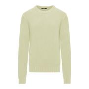 BomBoogie Varm Ribbad Bomull Crew Neck Sweater Beige, Herr