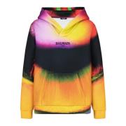 Balmain Neoprenhoodie med Ibby Njoya-tryck Multicolor, Herr