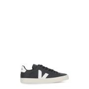 Veja Svarta Lädersneakers Rund Tå Logo Black, Herr