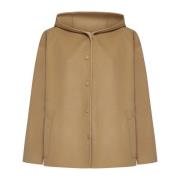 Max Mara Weekend Beige Ull Kort Kappa med Huva Beige, Dam