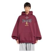 Vetements Broderad Turist Hoodie med Bordeaux Huva Red, Herr