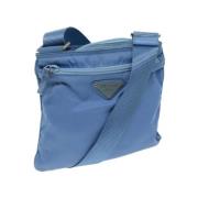 Prada Vintage Pre-owned Nylon handvskor Blue, Dam