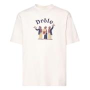 Drole de Monsieur Bomullst-shirt med främre tryck White, Herr