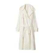 Burberry Korn Gabardine Trench Coat White, Dam