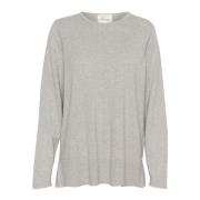 Cream Grå Melange Stickad Pullover Tröja Gray, Dam