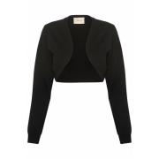 Cream Svart Stickad Bolero Tröja Black, Dam