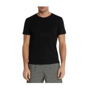 Emporio Armani Svart Logo Broderad T-shirt Black, Herr