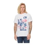 Guess Tryckt Bomull T-shirt - Vit Rund Hals Kort Ärm White, Herr