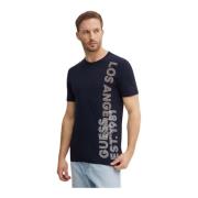 Guess Slim Logo TShirt - Sidoprint Blue, Herr