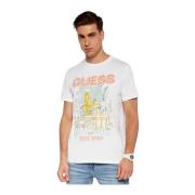 Guess Tryckt Bomull T-shirt - Vit White, Herr