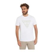 Guess Broderad Triangel Logo Bomull T-shirt White, Herr