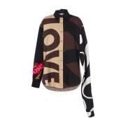 Moschino Silke Asymmetrisk Färgblock Skjorta Brown, Dam