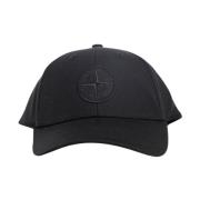 Stone Island Svart Broderad Logotyp Spänne Keps Black, Herr