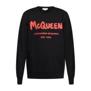 Alexander McQueen Svart Sweatshirt Aw24 Herrmode Black, Herr