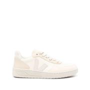 Veja Beige Sneakers Kornig Textur Perforerad Beige, Dam