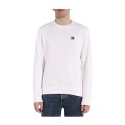 Tommy Jeans Broderad Logosweatshirt - Klassisk White, Herr