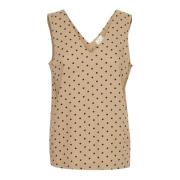 Kaffe Polka Dot Top Beige, Dam