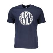 North Sails Blått Print Crew Neck Bomull T-shirt Blue, Herr