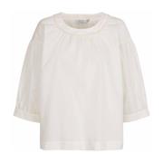 Masai Feminin Oversize T-shirt med Volangdetaljer White, Dam