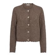 Co'Couture Pointellecc Cardigan Stickad Valnöt Brown, Dam