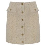 Twinset Tweed Kjol med Logoknappar Beige, Dam