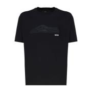 Hugo Boss Svart Bomull T-shirt med Logotyptryck Black, Herr