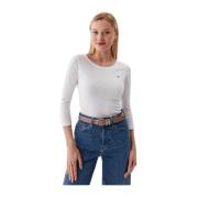 Tommy Hilfiger Vit Långärmad Bomull T-shirt White, Dam