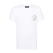 Versace Jeans Couture Avslappnad Bomull T-shirt för Män White, Herr