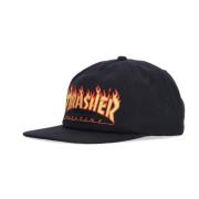 Thrasher Flame Broderad Snapback Keps Svart Black, Unisex