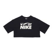 Nike Crop Tee med Stor Logo Print Black, Dam