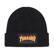 Thrasher Flame Patch Beanie Mössa Svart Black, Herr