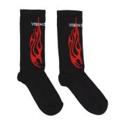 Vision OF Super Flames Logo Broderade Strumpor Svart/Röd/Vit Black, He...