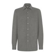 Kiton Houndstooth Flanellskjorta Gray, Herr