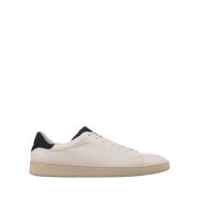 Kiton Vita Läder Låga Sneakers med Blå Mocka White, Herr