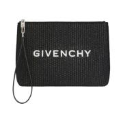 Givenchy Raffia Clutch Väska Svart Vit Black, Dam